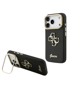 GUESS CARCASA GRAINED 4G SOPORTE CAMARA IPHONE 17 PRO MAX NEGRO