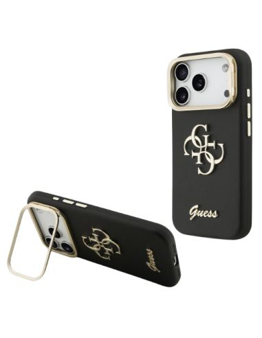 GUESS CARCASA GRAINED 4G SOPORTE CAMARA IPHONE 17 PRO MAX NEGRO
