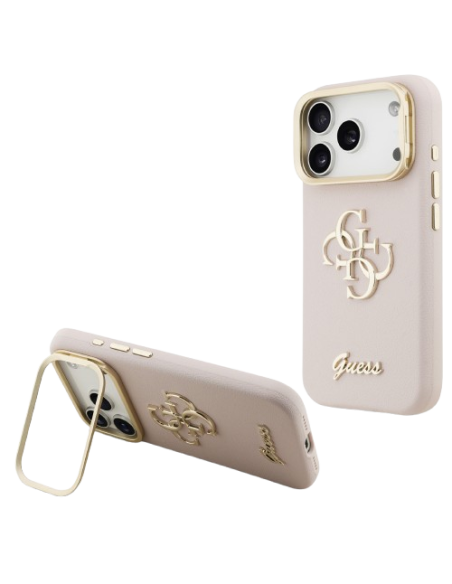 GUESS CARCASA GRAINED 4G SOPORTE CAMARA IPHONE 17 PRO MAX ROSA