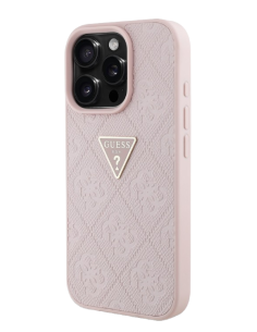 GUESS CARCASA GRAINED 4G STAMP TRIANGLE IPHONE 16 PRO ROSA