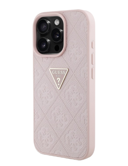 GUESS CARCASA GRAINED 4G STAMP TRIANGLE IPHONE 16 PRO ROSA