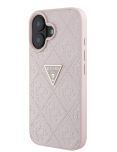 GUESS CARCASA GRAINED 4G STAMP TRIANGLE IPHONE 16 ROSA