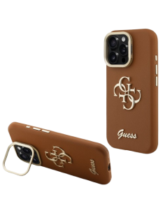 GUESS CARCASA GRAINED 4G SOPORTE CAMARA IPHONE 16 PRO MAX MARRON