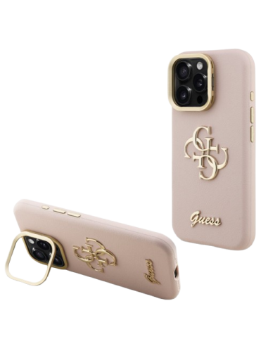 GUESS CARCASA GRAINED 4G SOPORTE CAMARA IPHONE 16 PRO MAX ROSA