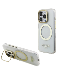 GUESS CARCASA MAGSAFE SOPORTE CAMARA IPHONE 15 PRO MAX DORADO