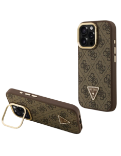 GUESS CARCASA MAGSAFE TRIANGLE 4G SOPORTE CAMARA IPHONE 15 PRO MARRON
