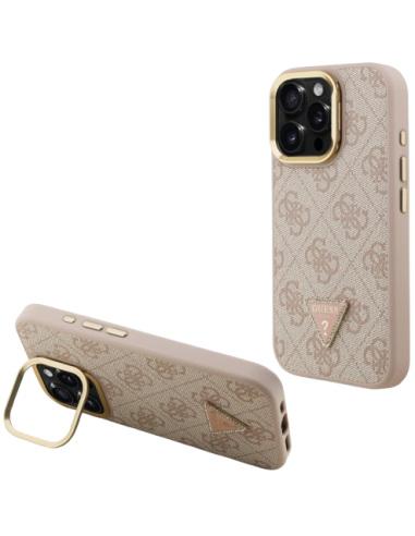 GUESS CARCASA MAGSAFE TRIANGLE 4G SOPORTE CAMARA IPHONE 15 PRO ROSA