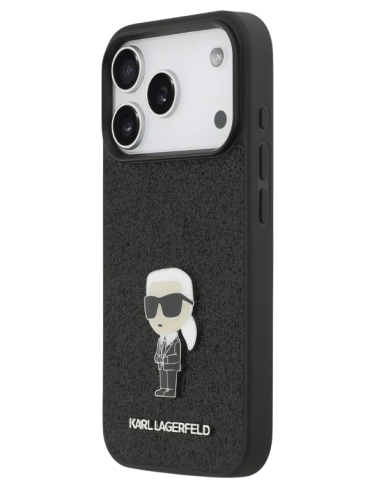 KARL LAGERFELD CARCASA IKONIK GLITTER PIN IPHONE 17 PRO NEGRO