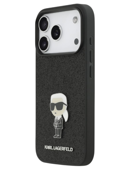 KARL LAGERFELD CARCASA IKONIK GLITTER PIN IPHONE 17 PRO NEGRO