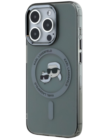 KARL LAGERFELD CARCASA MAGSAFE IML K&C HEADS IPHONE 15 PRO MAX NEGRO
