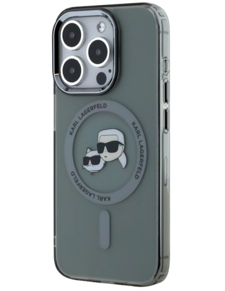 KARL LAGERFELD CARCASA MAGSAFE IML K&C HEADS IPHONE 15 PRO MAX NEGRO