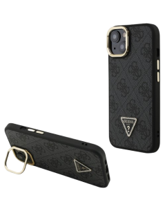 GUESS CARCASA MAGSAFE 4G TRIANGLE SOPORTE CAMARA IPHONE 15 NEGRO