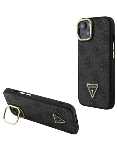 GUESS CARCASA MAGSAFE 4G TRIANGLE SOPORTE CAMARA IPHONE 15 NEGRO
