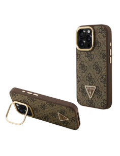 GUESS CARCASA MAGSAFE 4G TRIANGLE SOPORTE CAMARA IPHONE 15 PRO MAX MARRON
