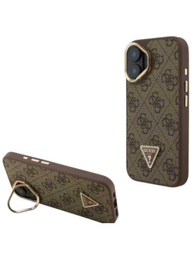 GUESS CARCASA MAGSAFE 4G TRIANGLE SOPORTE CAMARA IPHONE 16 MARRON