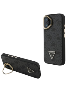 GUESS CARCASA MAGSAFE 4G TRIANGLE SOPORTE CAMARA IPHONE 16 NEGRO