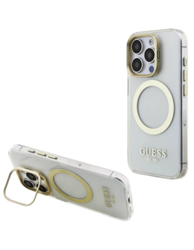 GUESS CARCASA MAGSAFE SOPORTE CAMARA IPHONE 15 PRO DORADO