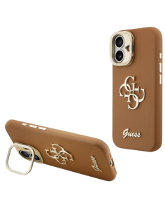 GUESS CARCASA GRAINED 4G SOPORTE CAMARA IPHONE 16 MARRON