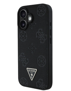GUESS CARCASA MAGSAFE GRAINED PEONY TRIANGLE IPHONE 16 NEGRO