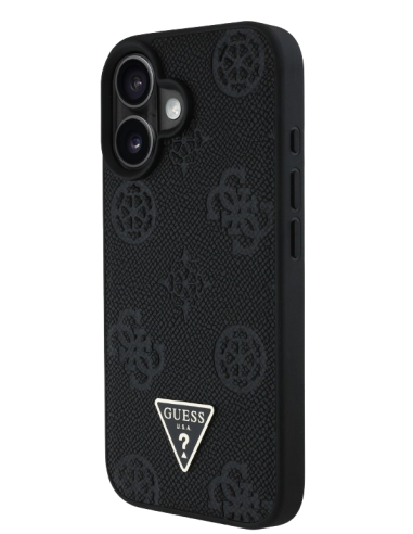 GUESS CARCASA MAGSAFE GRAINED PEONY TRIANGLE IPHONE 16 NEGRO