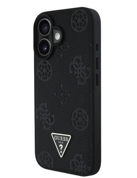 GUESS CARCASA MAGSAFE GRAINED PEONY TRIANGLE IPHONE 16 NEGRO