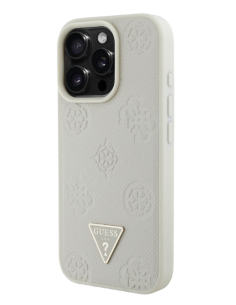 GUESS CARCASA MAGSAFE GRAINED PEONY TRIANGLE IPHONE 16 PRO BEIGE