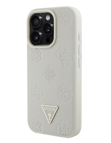 GUESS CARCASA MAGSAFE GRAINED PEONY TRIANGLE IPHONE 16 PRO BEIGE