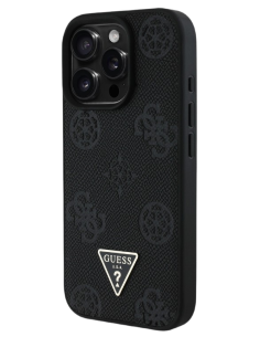 GUESS CARCASA MAGSAFE GRAINED PEONY TRIANGLE IPHONE 16 PRO NEGRO