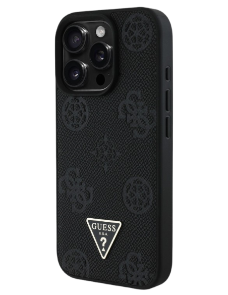 GUESS CARCASA MAGSAFE GRAINED PEONY TRIANGLE IPHONE 16 PRO NEGRO