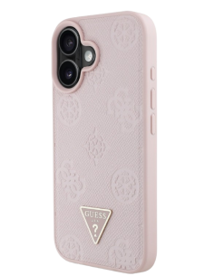 GUESS CARCASA MAGSAFE GRAINED PEONY TRIANGLE IPHONE 16 ROSA