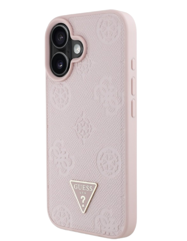 GUESS CARCASA MAGSAFE GRAINED PEONY TRIANGLE IPHONE 16 ROSA