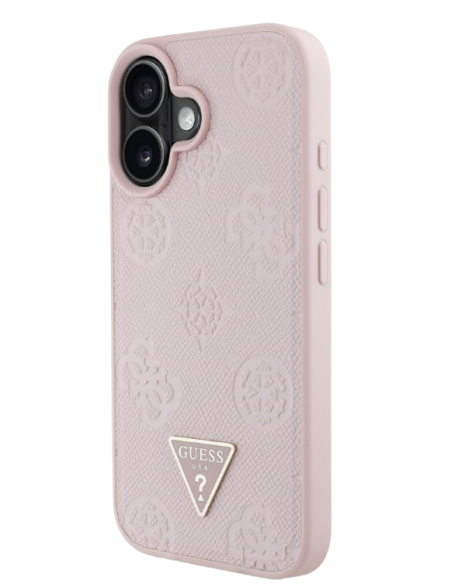 GUESS CARCASA MAGSAFE GRAINED PEONY TRIANGLE IPHONE 16 ROSA