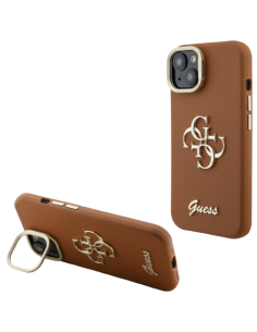 GUESS CARCASA GRAINED 4G SOPORTE CAMARA IPHONE 14 MARRON