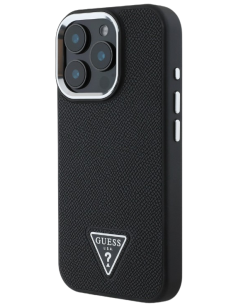 GUESS CARCASA MAGSAFE GRAINED TRIANGLE LOGO IPHONE 16 PRO MAX NEGRO