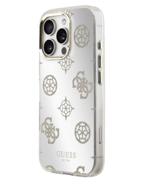 GUESS CARCASA MAGSAFE MIRROR GLITTER IPHONE 16 PRO MAX DORADO