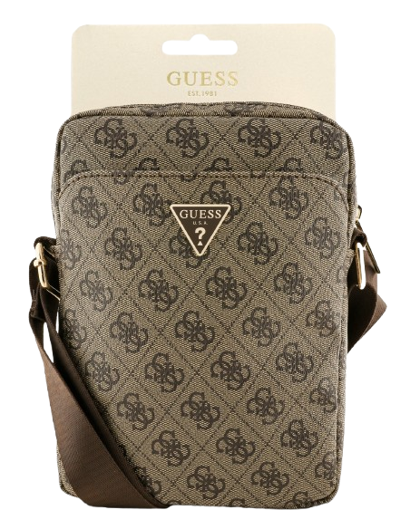 GUESS BANDOLERA 8" 4G TRIANGLE LOGO MARRON
