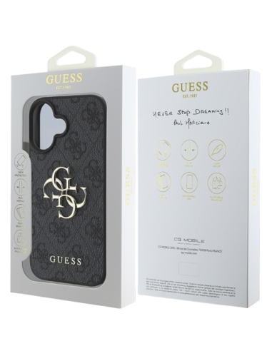 GUESS CARCASA 4G BIG LOGO IPHONE 16 NEGRO