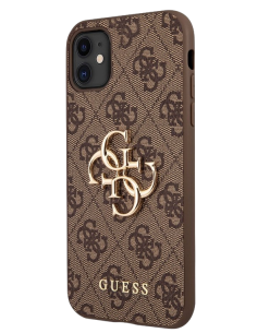GUESS CARCASA METAL LOGO IPHONE 11 MARRON