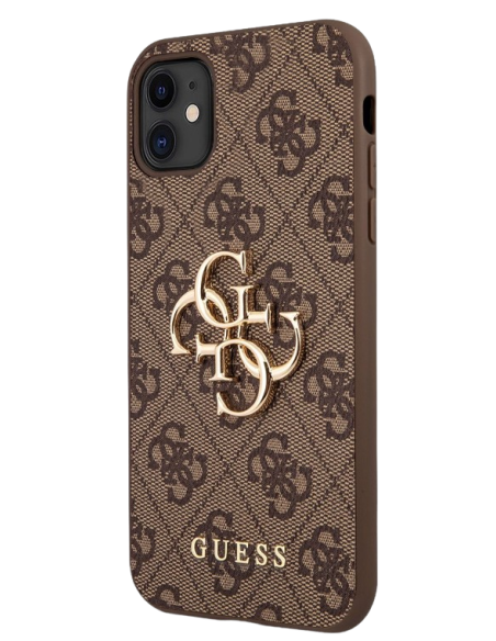 GUESS CARCASA METAL LOGO IPHONE 11 MARRON