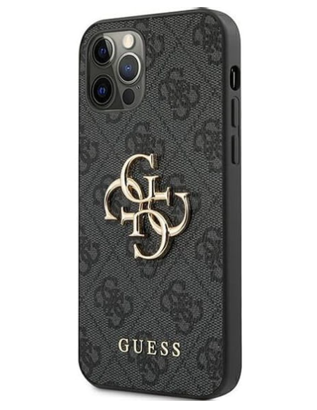 GUESS CARCASA METAL LOGO IPHONE 12 / 12 PRO NEGRO