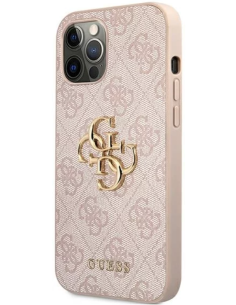 GUESS CARCASA METAL LOGO IPHONE 12/PRO ROSA