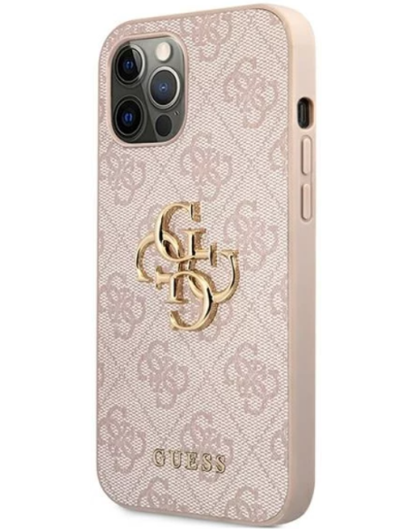 GUESS CARCASA METAL LOGO IPHONE 12/PRO ROSA