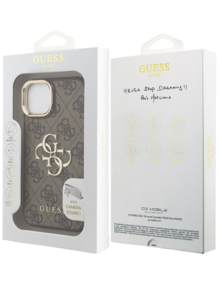 GUESS CARCASA 4G SOPORTE CAMARA IPHONE 14 MARRON