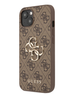 GUESS CARCASA METAL LOGO IPHONE 13 MARRON