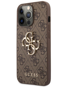 GUESS CARCASA METAL LOGO IPHONE 13 PRO MAX MARRON
