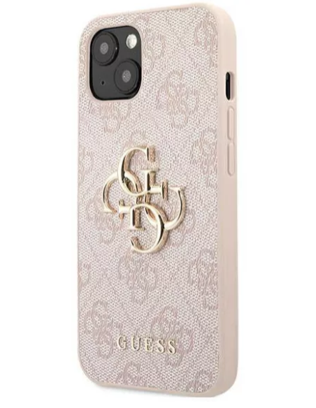 GUESS CARCASA METAL LOGO IPHONE 13 ROSA