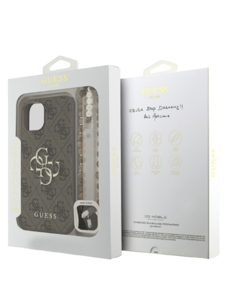 GUESS CARCASA 4G STRAP IPHONE 13 PRO MAX MARRON