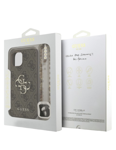 GUESS CARCASA 4G STRAP IPHONE 16 PRO MAX MARRON