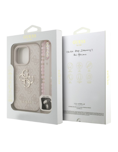 GUESS CARCASA 4G STRAP IPHONE 16 PRO MAX ROSA
