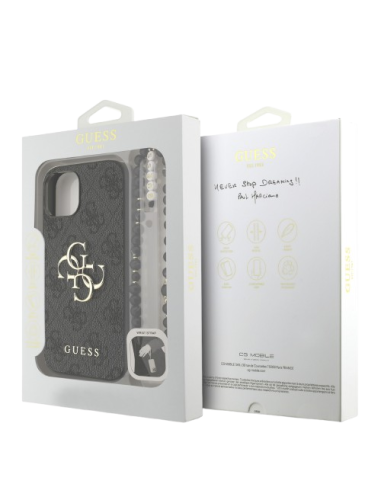 GUESS CARCASA 4G STRAP IPHONE 17e/16e NEGRO